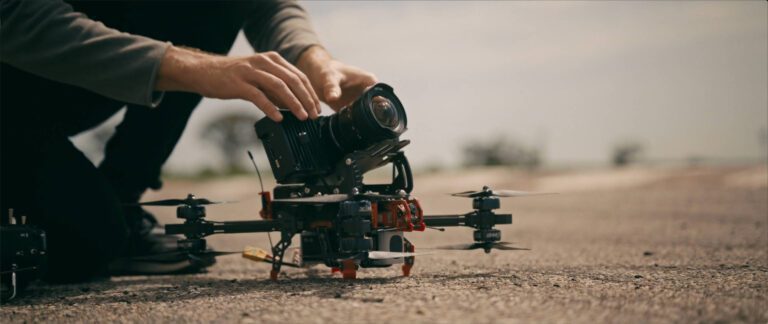 FPV drone parking on the ground