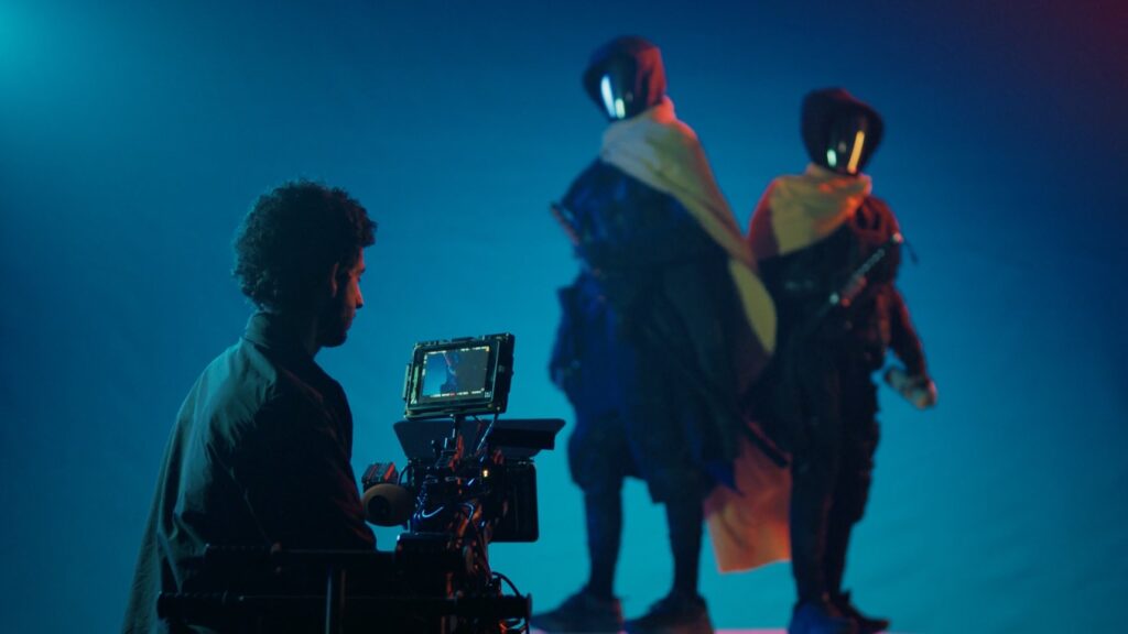 Day 5 Production_video shoot in a studio with dramatic lighting setup